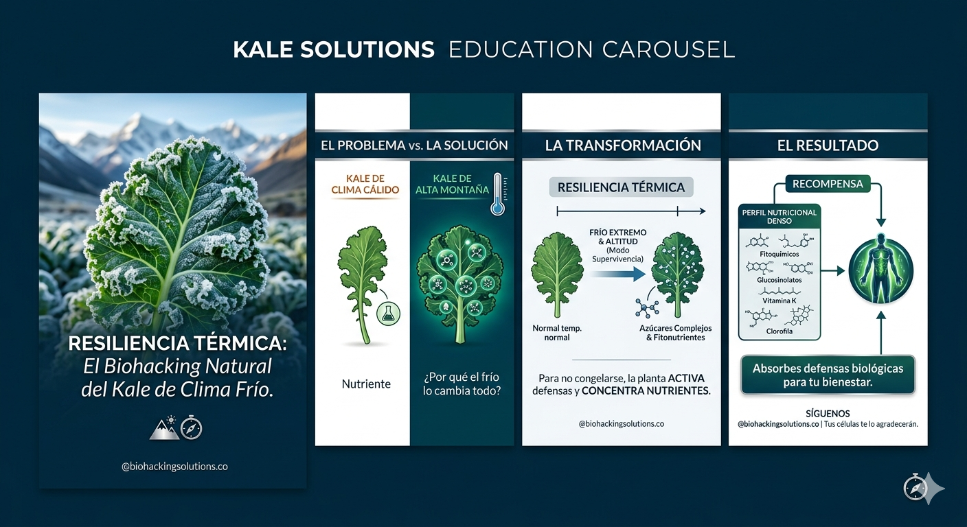 Infografía KALE LIOFILIZADO: Resiliencia Térmica del Kale de Alta Montaña